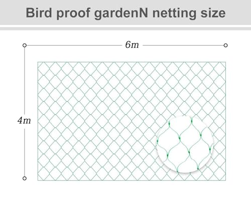 4x6 m Vogelschutznetz Engmaschig, Teichnetz, Vogelnetz, Laubnetz, Obstbaumnetz, Robust Feinmaschig, Witterungs & UV beständig Grün 17x17mm 20g/m2