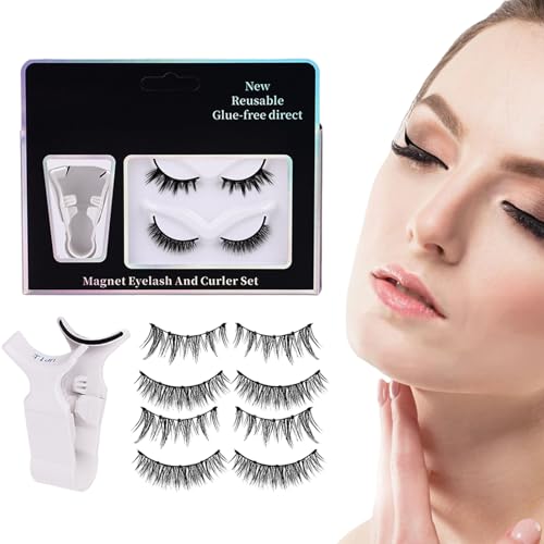 Pestañas magnéticas, 2 pares sin pegamento, natural, pestañas magnéticas para principiantes, mujeres, viajes, viaje de negocios, volumen de belleza para mujer, hermana, hija, amiga, etc