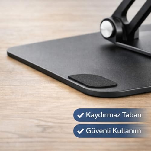 Polham 360 Dönebilen Full Metal Laptop Tablet Telefon Standı – Katlanabilir, Kaydırmaz, Yükseklik ve Açı Ayarlı Ergonomik Masaüstü Stand - Görsel 6