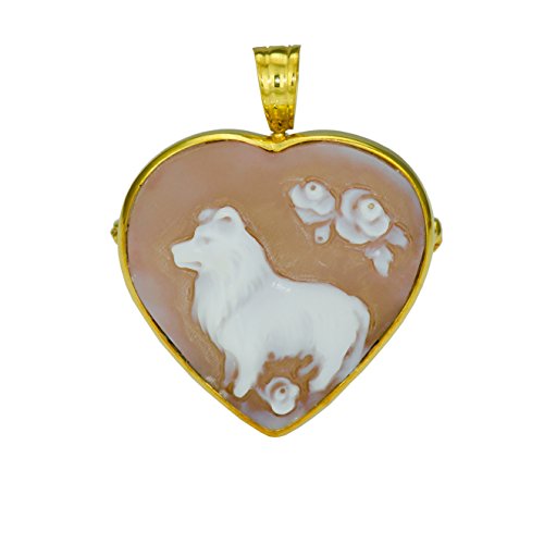 JJP Jewelry Dog Cameo Pin/Pendant - Dog Heart Sardonyx Cameo Brooch/Pendant 25mm