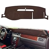 HanLanKa Dashboard Cover Dash Mat Fit for 2007-2014 Chevy Chevrolet Tahoe Suburban,2007-13 Chevy Avalanche Silverado 1500 2500 3500 LTZ /2007-13 GMC Sierra SLT Denali,2007-14 GMC Yukon XL (Brown)
