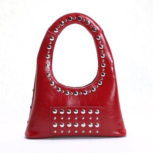 Image of CUXVA Studded Purses Y2k Shoulder Bag 90s Punk Women Small Shouder Purse PU Leather Designer Handbags