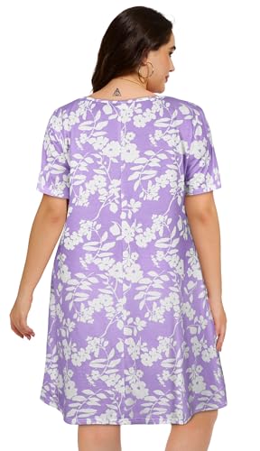 Image of elescat Plus Size Summer Dresses for Women Casual Short Sleeve Pockets Loose Oversized T Shirt Sundress 2026