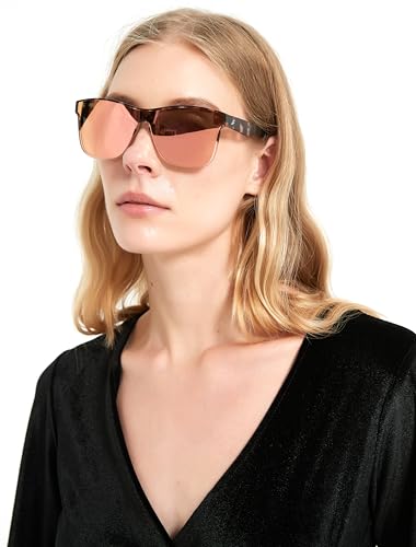 Polarized Sunglasses for Women and Men, Trendy Oversized Square One Piece Lens Sun Glasses UV Blocking RFS82082