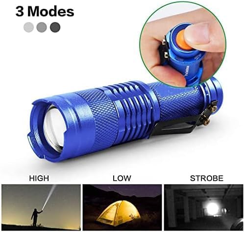 Miniatura 5 de MODOAO Paquete de 6 mini linternas LED 7W 300LM SK-68 3 modos de enfoque ajustable zoomable Q5 LED linterna táctica para camping, senderismo,