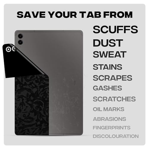 Image of Capes Tablet Skins Compatible with Samsung Galaxy Tab S9 FE Plus | Ultra-Thin Protective Film | Anti-Scratch Vinyl Decal Skin | Not Case /Cover (Black Camo, Back Skin)