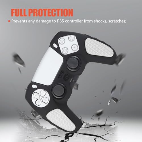 Image of PSS PS5 /PS5 Slim Controller Silicone Cover Case Anti Slip Protective Case Sleeve Compatible for PS5 Controller Remote Accessories (Black /White)