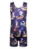 TFJH E Toddler Leotards with Shorts for Girls Gymnastics Clothing Unitard Pizza Navy Cat 120
