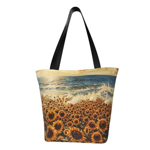 sunflowers sea Print Comfortable Shoulder Bag Summer HandbagTravel Beach Work Daily Use Versatile Carry