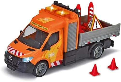 Majorette - Grand Series - Mercedes Sprinter Benne - 15cm (Echelle 1/43ème) - Sons et Lumières - Dès 3 Ans - 213742001002