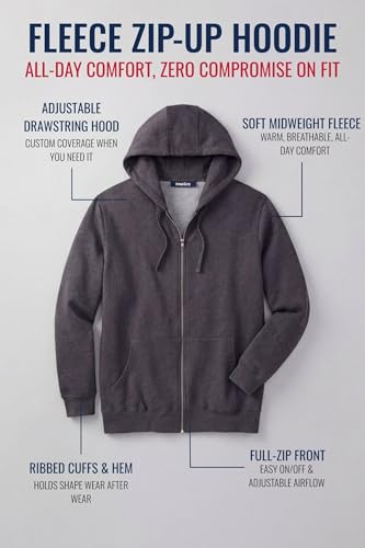 Image of KingSize Men's Big & Tall Fleece Zip-front Hoodie Jacket