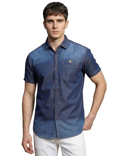 Image of Kuons Avenue Men's Denim Casual Shirt | Regular Fit | Half Sleeves | Spread Collar | Stylish Denim Shirt for Men