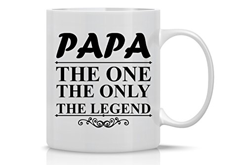 11OZ Coffee Mug with Funny Quotes - Papa The Man The Legend - Funny Dad Mug - Perfect Gift for Father’s Day, Dads, Husbands and Fathers - Crazy Bros Mugs
