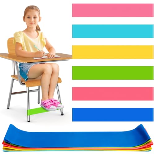6 Pack Chair Bands for Kids with Fidgety Feet, ADHD Tools for Kids, ROOKEA Sensory Room Must Haves for ADHD Kids Fidget Chair Bands Autism Classroom Must Haves ADHD Tools for Classroom Home Chairs