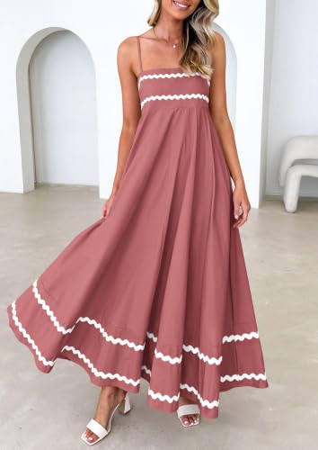 Image of PRETTYGARDEN Women's 2026 Summer Flowy Maxi Dress Casual Sleeveless Spaghetti Strap Ruffle Beach Long Dresses