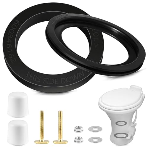Rakiyada RV Toilet Seal Kit Compatible with Dometic 300 310 320 400 410 420 RV Toilet Parts Replacement for 385311658 Toilet Flush Seal and 385311652 Toilet Base Seal