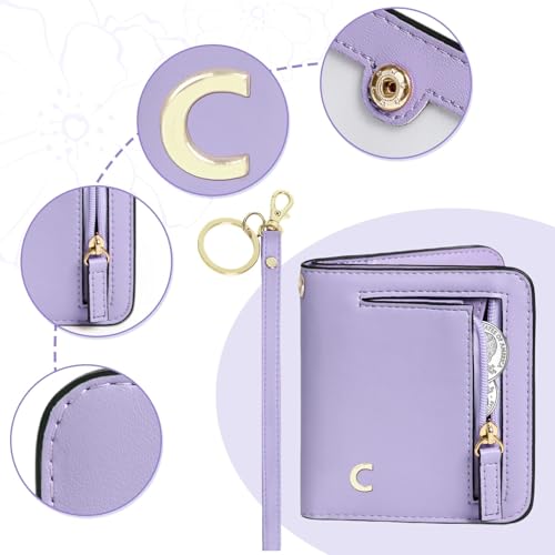 Image of COSHAYSOO Initial RFID Wallet Small Purple for Teen Girls Personalized Valentines Day Birthday Gifts, 10 11 12 13 14 15 16 17 18 Year Old College Teenage Girls Wallets Fashion Monogrammed Letter C