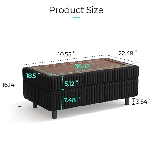 Image of LINSY HOME Sectional Sleeper Sofa - Modular Ottoman Module (Black, Sleeper Sofa Ottoman) | Storage