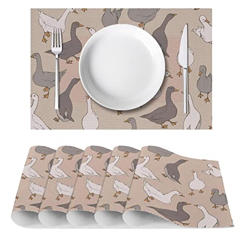 Set de table oie grise et blanche 30x45 cm antidérapant lot de 6 - 3