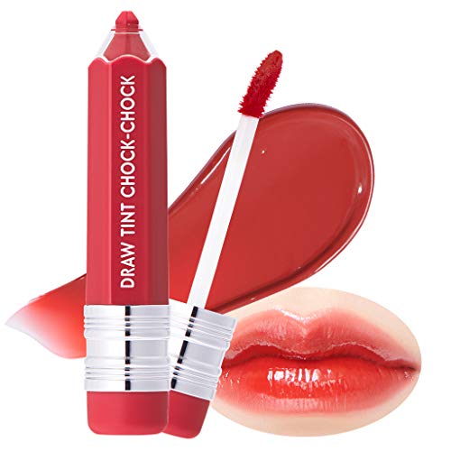 It'S SKIN Colorable Draw Tint Chock-Chock 3.3g - Cute Crayon Glossy Lip Tint Lipstick, Lip Plump and Clear Color, Long Lasting Intense and Vibrant Color (RD Ras Red)