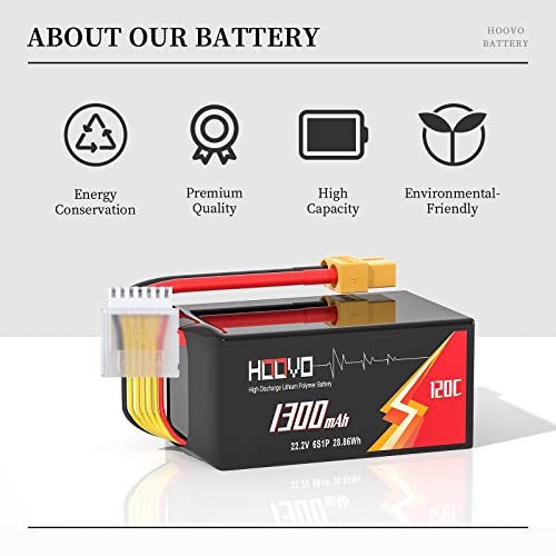 HOOVO 6S RC Battery 22.2V 120C Battery 1300mAh Model Making Battery with XT60 Plug Battery Battery for RC Car Aeroplane Helicopter Boat Buggy - Image 5