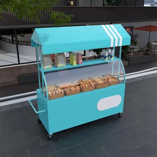 Carrito portátil con toldo, ideal para eventos y mercados de venta de alimentos al aire libre, diseño conveniente para stands emergentes, festivales y ventas de comida callejera