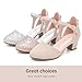 LAURMOSA High Heels for Girls Dress Sandals Flower Girl Shoes for Wedding Party Gold Pumps Closed Toe Ankle Strap Princess Low Heel for Big Kids(L1013Rosegold 4)