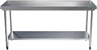 Mesa Bancada Em Aço Inox com Prateleira 150x60x85 Aço Rio