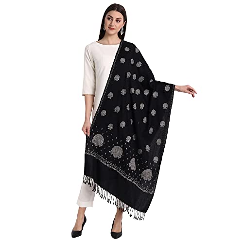 Zamour Kashmiri Indian Sozni Embroidery Pashmina Wool Shawl Stole Scarf for Women