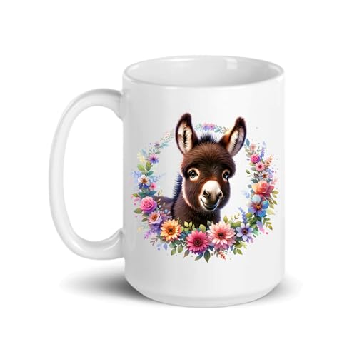 Taza de cerámica con diseño de burro, 15 oz, multicolor miniatura 1
