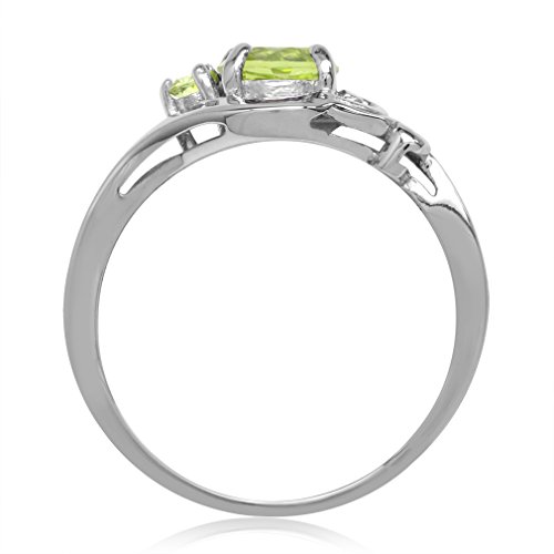 Silvershake 6MM Round Shape Gemstone White Gold Plated or Yellow Gold Plated 925 Sterling Silver Engagement Promise Ring Jewelry for Women3