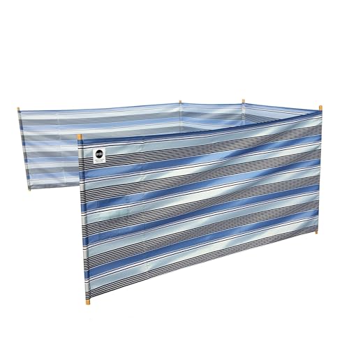 ERDA Surf Stripe Pro Beach Recycled Polyester Rip-Stop 20 ft Lightweight Windscreen, Privacy Screen, Wind Blocker, Free Matching Shoulder Bag (New Mahogany Wood Poles)
