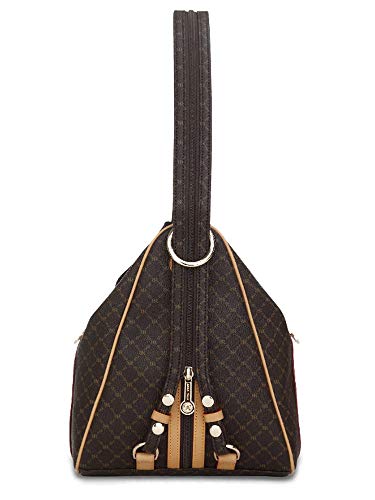 Rioni Signature Brown Zipper Strap Backpack ST200822