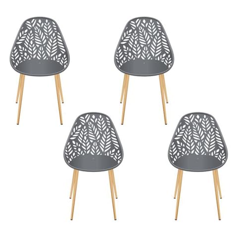 HOME DECO FACTORY, HDO0331, Lot de 4 Chaises Lucena Gris, Mobilier, Mobilier d'Extérieur, Assise d'Extérieur, 52,3x83,4x53,3 cm, Hauteur Assise 45 cm, Gris