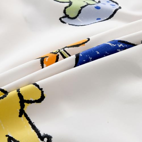 Image of Bedding Fitted Sheet with Deep Pocket,Thicken Printed Fabric Bed Sheets (Colorful Dino, Full)