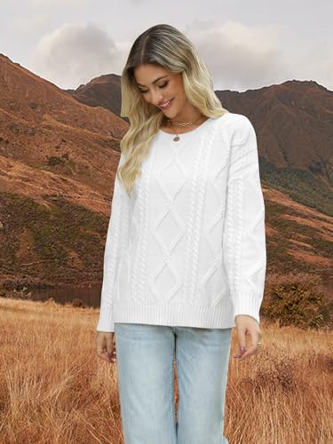 Image of MixShe Women's Oversized Crewneck Cable Knit Sweaters Fall Fashion 2025