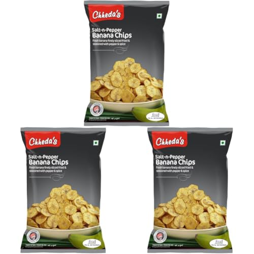 Image of Chheda's Salt N Pepper Banana Chips - Crispy Banana Chips (350g Pack of 3)