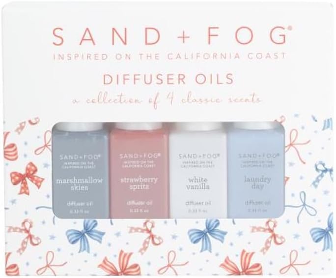 Sand + Fog Diffuser Oils Gift Set, 4 Pack, 0.33 fl oz Each (Marshmallow, Strawberry, Vanilla, Laundry)