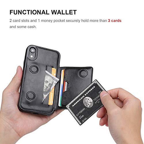 Kihuwey Iphone Xr Wallet Case Credit Card Holder, Premium Leather Kickstand Durable Shockproof Protective Cover Iphone Xr 6.1 Inch(Black) #TOP3