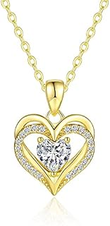 CDE Heart Necklaces for Women 925 Sterling Silver Birthstone Pendant Necklace Anniversary Birthday Christmas Valentine Mothers Day Jewellery Gifts for Mum Women Girls Her Sister