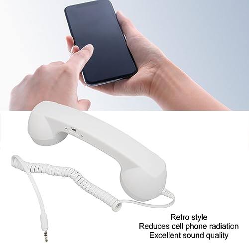 Retro Telefonlur för Mobiltelefon - Strålningssäker (Vit)