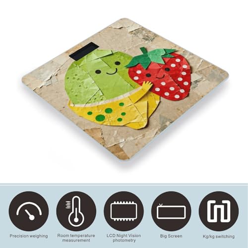 Báscula digital de baño con diseño collage fruta y pantalla LCD miniatura 3