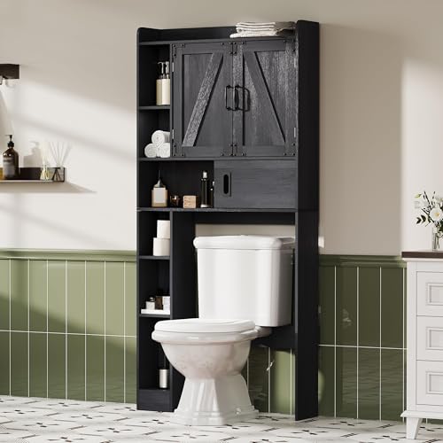 ChooChoo Over The Toilet Storage Cabinet, Farmhouse Bathroom Storage Cabinet with Sliding Door, Over...