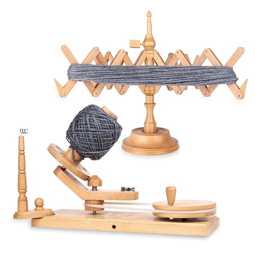 Artificia Exports Large Wooden Yarn Winder for Knitting Crocheting Handcrafted - Yarn Cake Winder, Natural Ball Winder, Yarn Winder Large Capacity (Beachwood Combo)