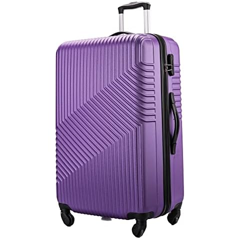 Flymax 29" Large Suitcases 4 Wheel Spinner Super Lightweight Luggage Hard Shell Durable Check in Hold Built-in 3 Digit Combination Purple Cover
