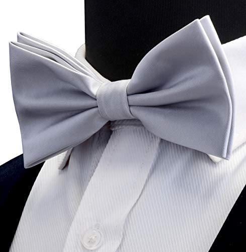 Image of GUSLESON Men's 3-pc Solid Color Bow Tie Gift Set - Double‑Fold Pre-Tied Bow Tie, Pocket Square, Cufflinks - Wedding Formal Party