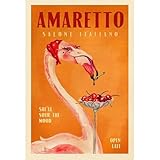 ArtDirect Amaretto Flamingo Art Deco Italian Cafe Travel Art Unframed Art Print Giclee Poster by The Whiskey Ginger - Customization Sizes 7x10, 10x14, 14x20, 24x36, 33x48, and 41x60 Inches