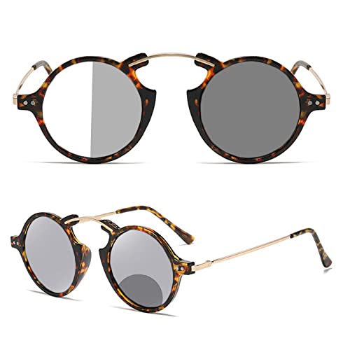 helena Photochromic Reading Glasses Women men round Transition Presbyopic Glasses Bifocal Reader Sunglasses (leopard, 1.75, multiplier_x)