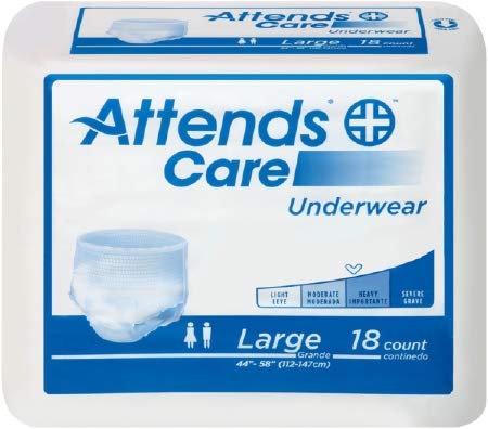AttendsDisposable Underwear Pull On with Tear Away Seams Large, APV30, Moderate, 72 Ct