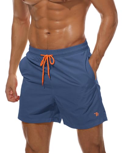 donhobo Men's Swim Briefs,Men's Swim Trunks Board Shorts Beach Pants Swimming Waterproof Quick Dry Surfing Boardshorts(Light Blue,XL)